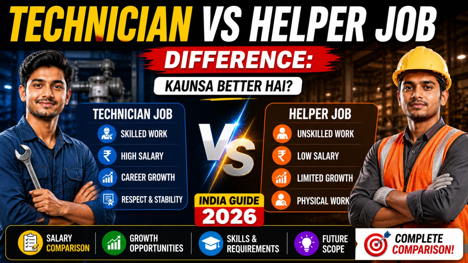 Technician vs Helper Job Difference: Kaunsa Better Hai? (India Guide 2026)