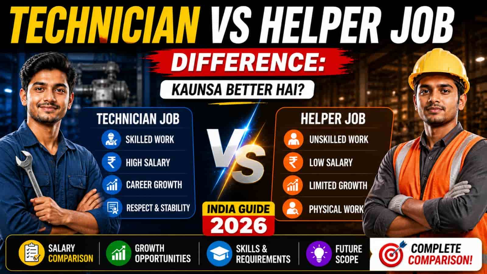 Technician vs Helper Job Difference: Kaunsa Better Hai? (India Guide 2026)
